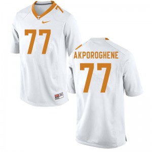 Mens #77 Chris Akporoghene Tennessee Volunteers Limited Football White Jersey 834691-856