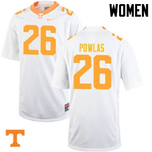 Womens #26 Ben Powlas Tennessee Volunteers Limited Football White Jersey 352484-729