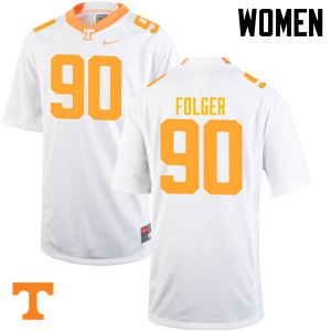 Womens #90 Charles Folger Tennessee Volunteers Limited Football White Jersey 710553-733