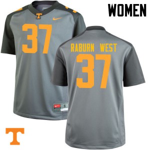 Womens #37 Charles Raburn West Tennessee Volunteers Limited Football Gray Jersey 742260-139