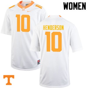 Womens #10 D.J. Henderson Tennessee Volunteers Limited Football White Jersey 908789-134