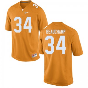 Mens #34 Deontae Beauchamp Tennessee Volunteers Limited Football Orange Jersey 681620-315