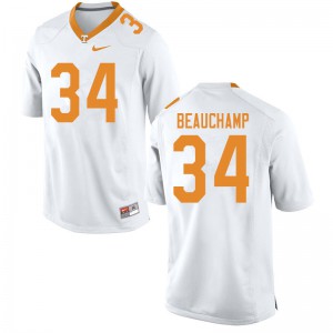 Mens #34 Deontae Beauchamp Tennessee Volunteers Limited Football White Jersey 207812-197