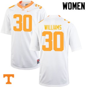 Womens #30 Devin Williams Tennessee Volunteers Limited Football White Jersey 424006-391