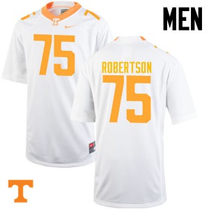 Mens #75 Jashon Robertson Tennessee Volunteers Limited Football White Jersey 956304-233