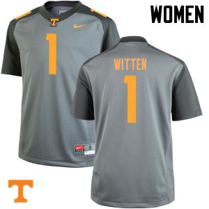 Womens #1 Jason Witten Tennessee Volunteers Limited Football Gray Jersey 431619-928