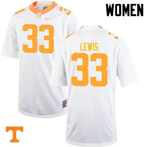 Womens #33 Jeremy Lewis Tennessee Volunteers Limited Football White Jersey 509989-973