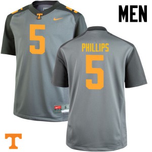 Mens #5 Kyle Phillips Tennessee Volunteers Limited Football Gray Jersey 907900-625