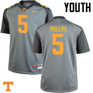 Youth #5 Kyle Phillips Tennessee Volunteers Limited Football Gray Jersey 231296-731