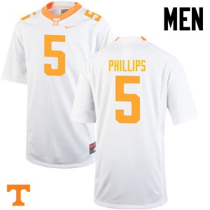 Mens #5 Kyle Phillips Tennessee Volunteers Limited Football White Jersey 634492-948