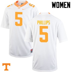 Womens #5 Kyle Phillips Tennessee Volunteers Limited Football White Jersey 512424-784