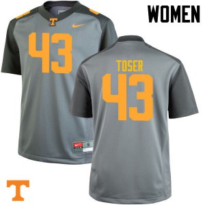 Womens #43 Laszlo Toser Tennessee Volunteers Limited Football Gray Jersey 361518-342