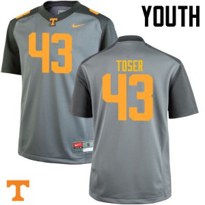 Youth #43 Laszlo Toser Tennessee Volunteers Limited Football Gray Jersey 907082-180