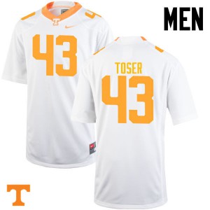 Mens #43 Laszlo Toser Tennessee Volunteers Limited Football White Jersey 596178-665