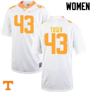 Womens #43 Laszlo Toser Tennessee Volunteers Limited Football White Jersey 197489-664