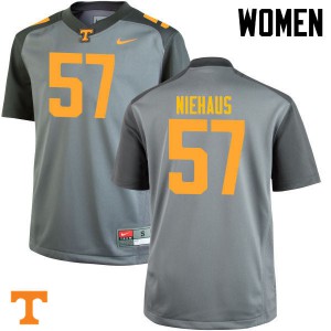 Womens #57 Nathan Niehaus Tennessee Volunteers Limited Football Gray Jersey 476591-392