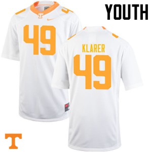 Youth #49 Rudy Klarer Tennessee Volunteers Limited Football White Jersey 169677-640
