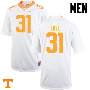Mens #31 Stedman Love Tennessee Volunteers Limited Football White Jersey 253477-279