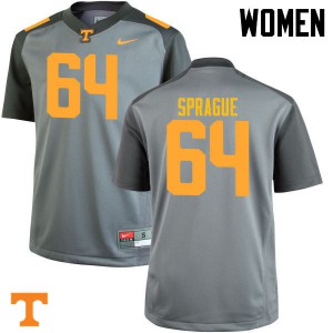 Womens #64 Tommy Sprague Tennessee Volunteers Limited Football Gray Jersey 821518-538
