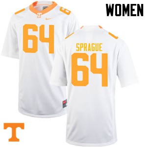 Womens #64 Tommy Sprague Tennessee Volunteers Limited Football White Jersey 422238-762