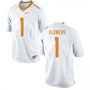 Mens #1 Trevon Flowers Tennessee Volunteers Limited Football White Jersey 203046-751