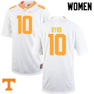 Womens #10 Tyler Byrd Tennessee Volunteers Limited Football White Jersey 843875-812