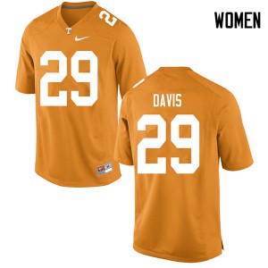 Womens #29 Brandon Davis Tennessee Volunteers Limited Football Orange Jersey 262174-208