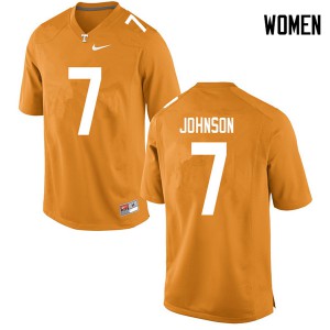 Womens #7 Brandon Johnson Tennessee Volunteers Limited Football Orange Jersey 646403-995