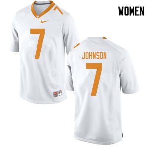 Womens #7 Brandon Johnson Tennessee Volunteers Limited Football White Jersey 501896-307