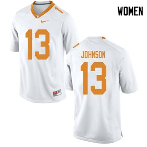 Womens #13 Deandre Johnson Tennessee Volunteers Limited Football White Jersey 794363-249