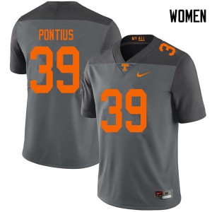 Womens #39 Grayson Pontius Tennessee Volunteers Limited Football Gray Jersey 679127-305