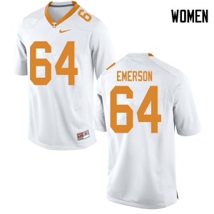 Womens #64 Greg Emerson Tennessee Volunteers Limited Football White Jersey 149750-668