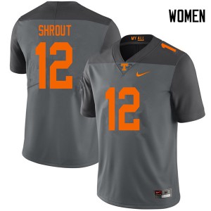 Womens #12 JT Shrout Tennessee Volunteers Limited Football Gray Jersey 676158-661