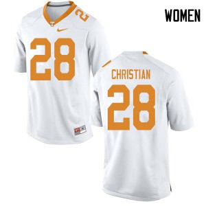 Womens #28 James Christian Tennessee Volunteers Limited Football White Jersey 658258-701
