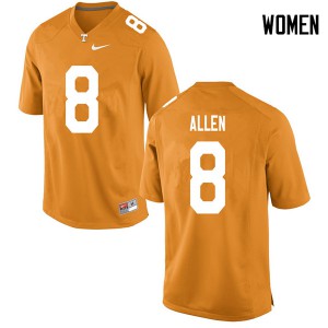 Womens #8 Jordan Allen Tennessee Volunteers Limited Football Orange Jersey 512482-979