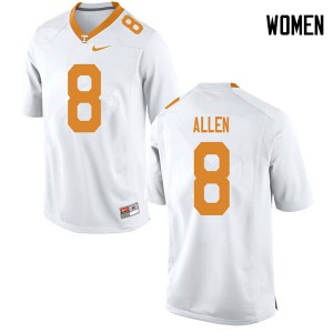Womens #8 Jordan Allen Tennessee Volunteers Limited Football White Jersey 707824-903