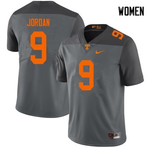 Womens #9 Tim Jordan Tennessee Volunteers Limited Football Gray Jersey 583140-619