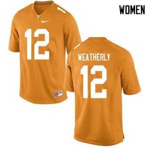 Womens #12 Zack Weatherly Tennessee Volunteers Limited Football Orange Jersey 517733-997