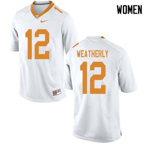 Womens #12 Zack Weatherly Tennessee Volunteers Limited Football White Jersey 571548-254