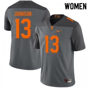 Womens #13 Deandre Johnson Tennessee Volunteers Limited Football Gray Jersey 538695-989