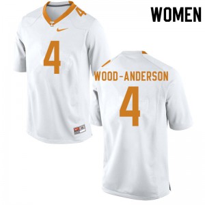 Womens #4 Dominick Wood-Anderson Tennessee Volunteers Limited Football White Jersey 705187-730