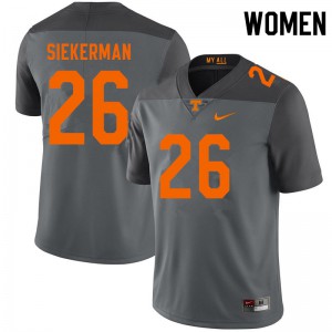 Womens #26 JT Siekerman Tennessee Volunteers Limited Football Gray Jersey 716801-835