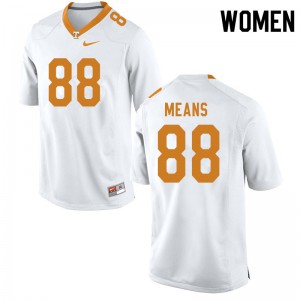 Womens #88 Jerrod Means Tennessee Volunteers Limited Football White Jersey 586328-804
