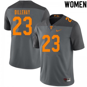 Womens #23 Devon Dillehay Tennessee Volunteers Limited Football Gray Jersey 521981-348
