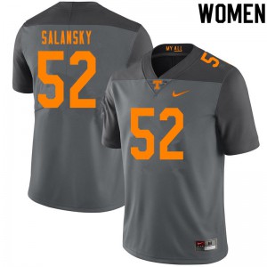 Womens #52 Matthew Salansky Tennessee Volunteers Limited Football Gray Jersey 947974-112