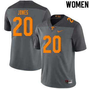 Womens #20 Miles Jones Tennessee Volunteers Limited Football Gray Jersey 818381-515