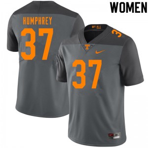 Womens #37 Nick Humphrey Tennessee Volunteers Limited Football Gray Jersey 528598-490