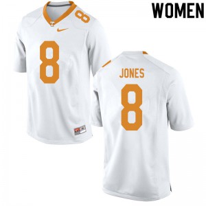 Womens #8 Bradley Jones Tennessee Volunteers Limited Football White Jersey 915253-681