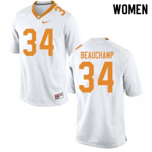 Womens #34 Deontae Beauchamp Tennessee Volunteers Limited Football White Jersey 832514-688