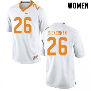 Womens #26 J.T. Siekerman Tennessee Volunteers Limited Football White Jersey 302027-739